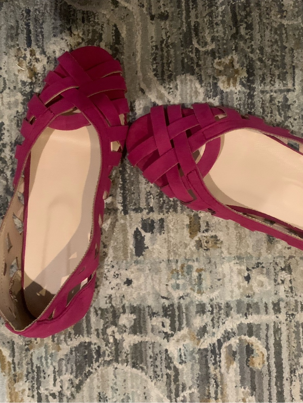 Women’s Fuchsia Woven Peep-Toe Flats